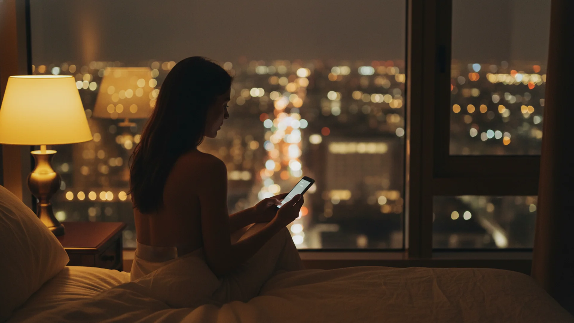 Composición sensual con teléfono cálido que representa la línea de chat sexo activa en Barcelona y resto de España.